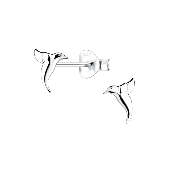 Silver Hummingbird Stud Earrings - 11932