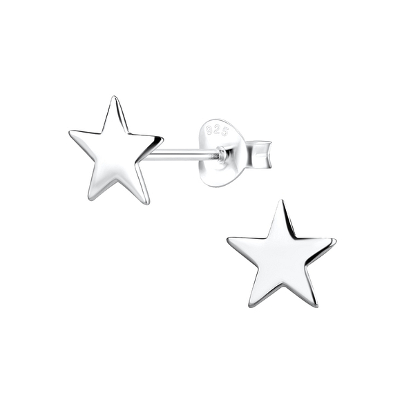 Silver Star Stud Earrings - 11916