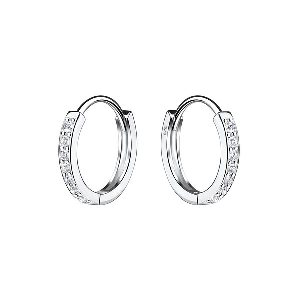 13mm Silver Huggie Earrings - 11914