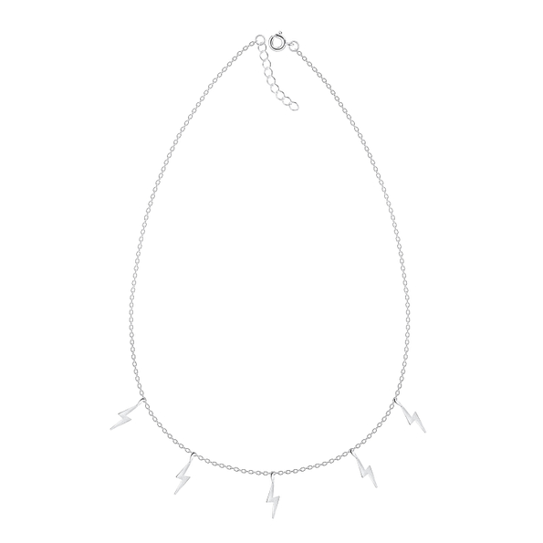 Silver Thunder Bolt Necklace - 12995