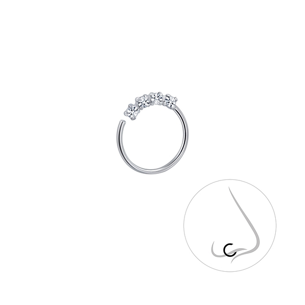Crystal Silver Nose Ring - 3415
