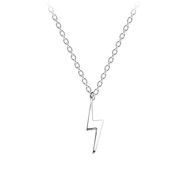 Silver Lightning Bolt Necklace - 12785