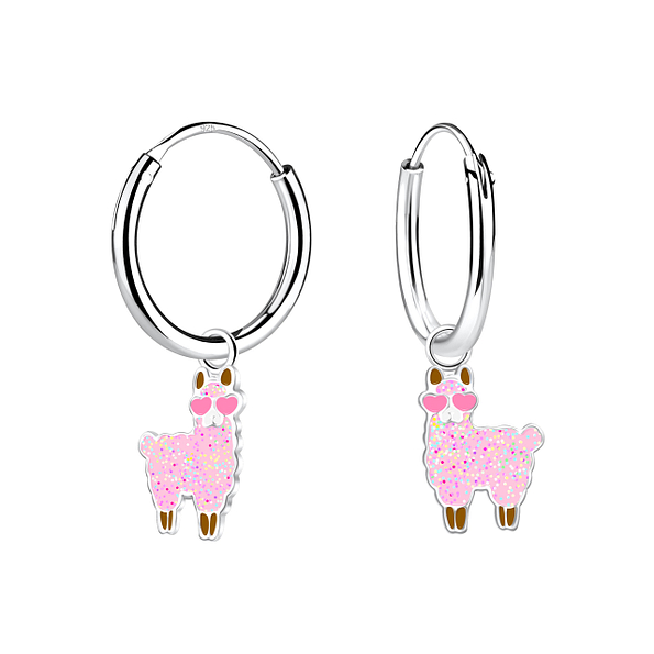Silver LLama Charm Hoop Earrings - 13405 Silver LLama Charm Hoop Earrings - 13405