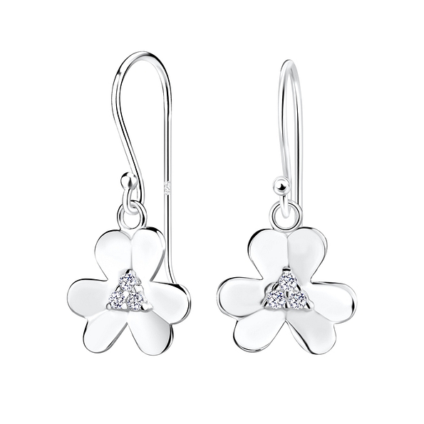 Silver Flower Earrings - 14124
