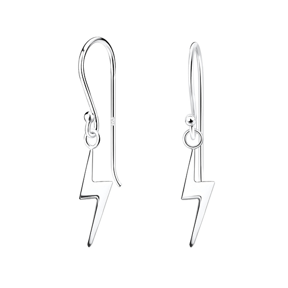 Silver Lightning Bolt Earrings - 14118