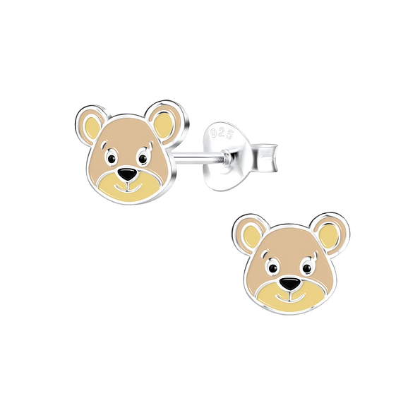 Silver Bear Stud Earrings - 13423