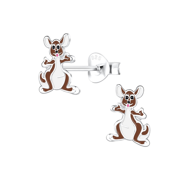 Silver Kangaroo Stud Earrings - 12781
