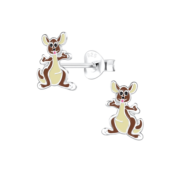 Silver Kangaroo Stud Earrings - 13538