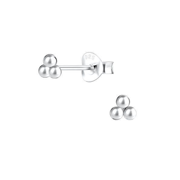 Silver Ball Stud Earrings - 12808
