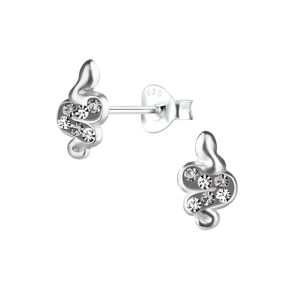 Silver Snake Stud Earrings - 13935