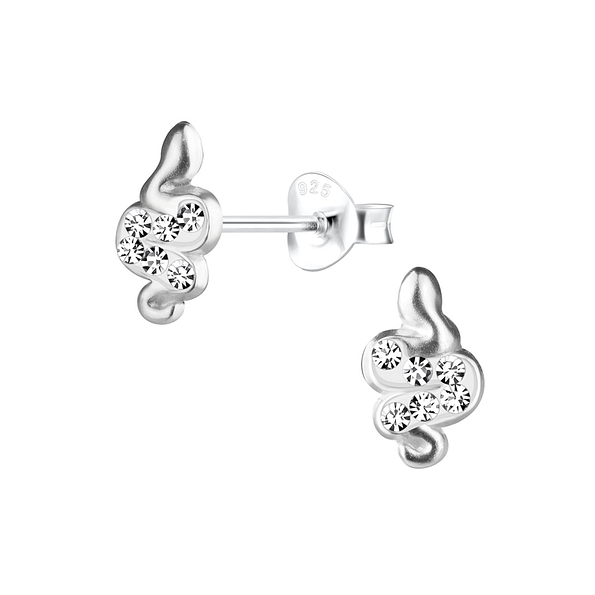 Silver Snake Stud Earrings - 11309