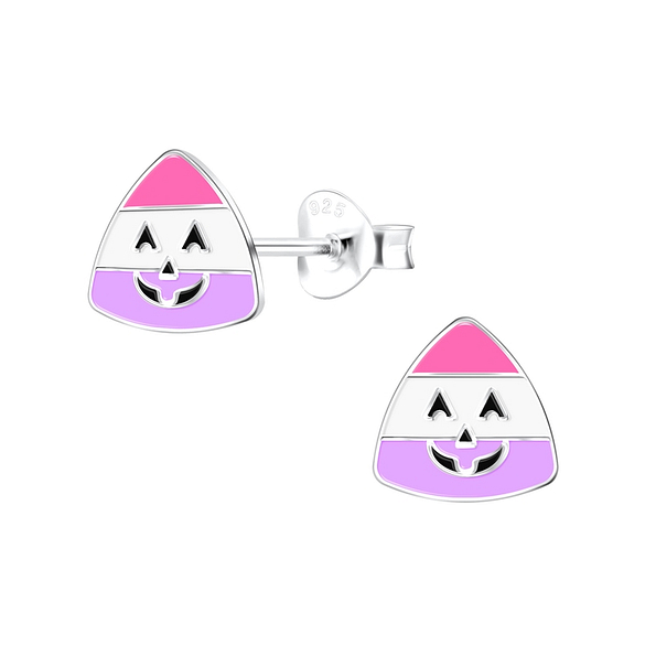 Silver Candy Corn Stud Earrings - 13884