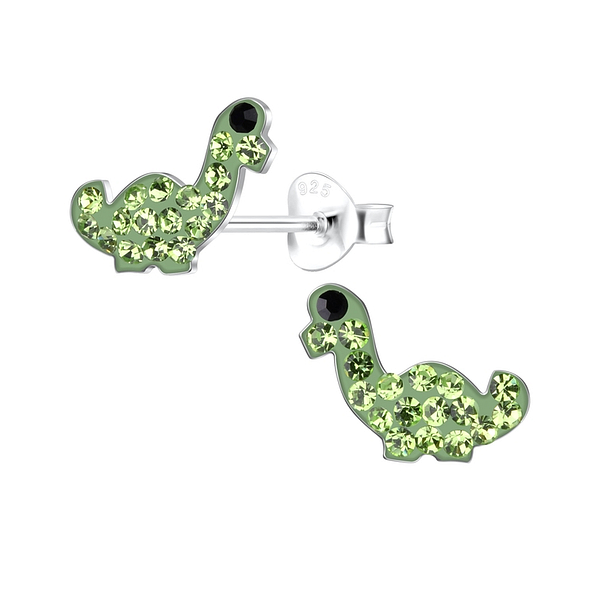 Silver Dinosaur Stud Earrings - 13891