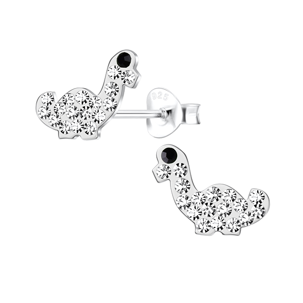 Silver Dinosaur Stud Earrings - 14047