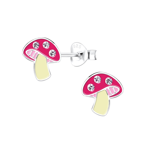 Silver Mushroom Stud Earrings - 11339