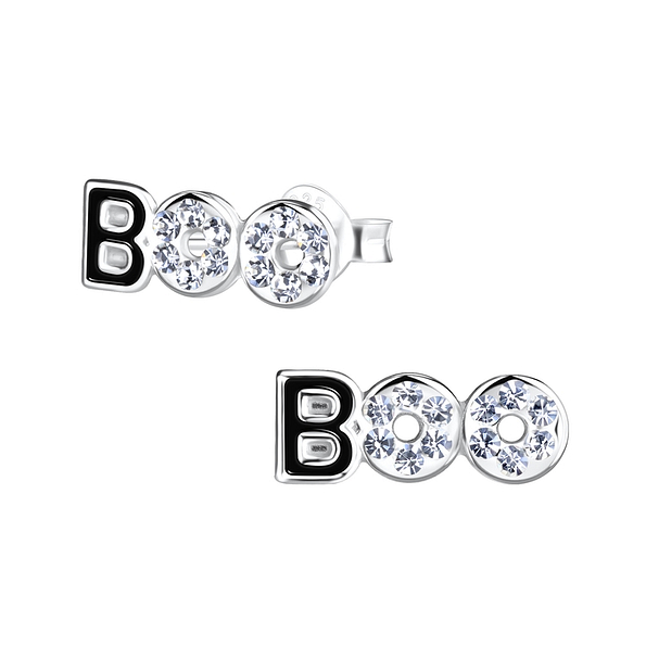 Silver BOO Stud Earrings - 13481