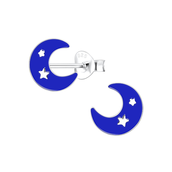 Silver Moon Stud Earrings - 12487