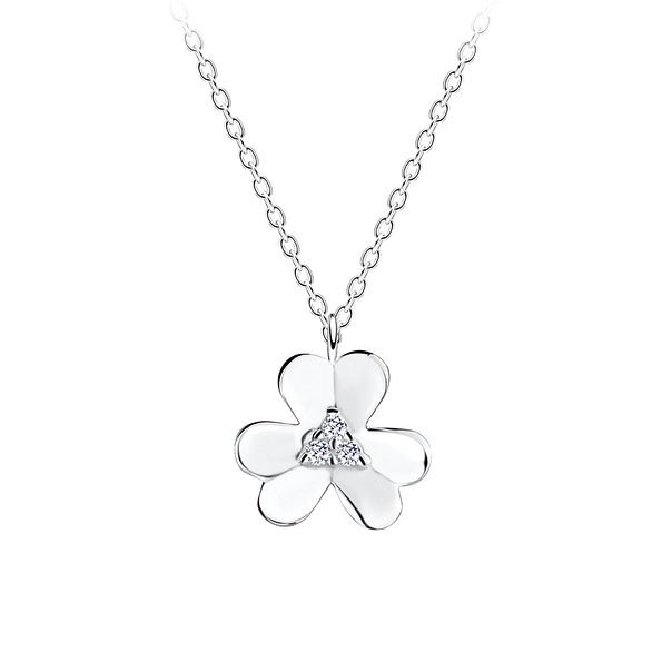 Silver Flower Necklace - 14125