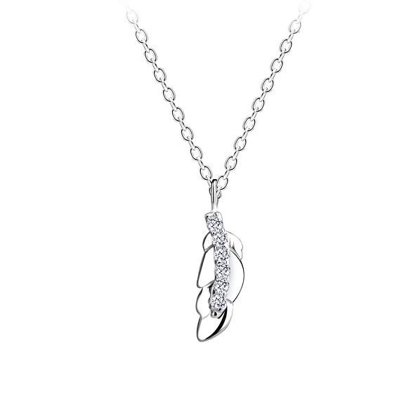 Silver Feather Necklace - 13506
