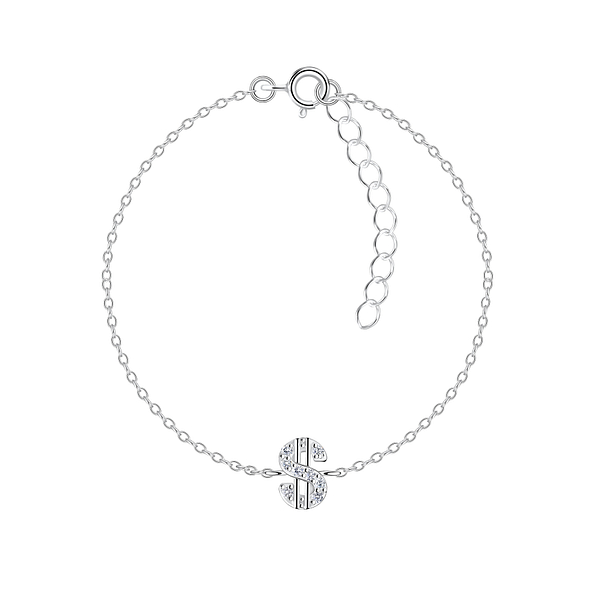 Silver Dollar Sign Bracelet - 10141