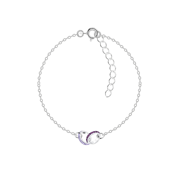 Silver Circle Crystal Bracelet - 15526