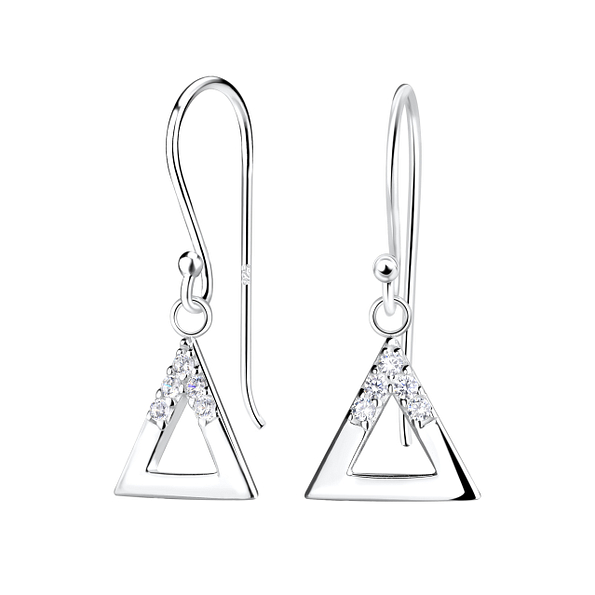 Silver Triangle Earrings - 15505