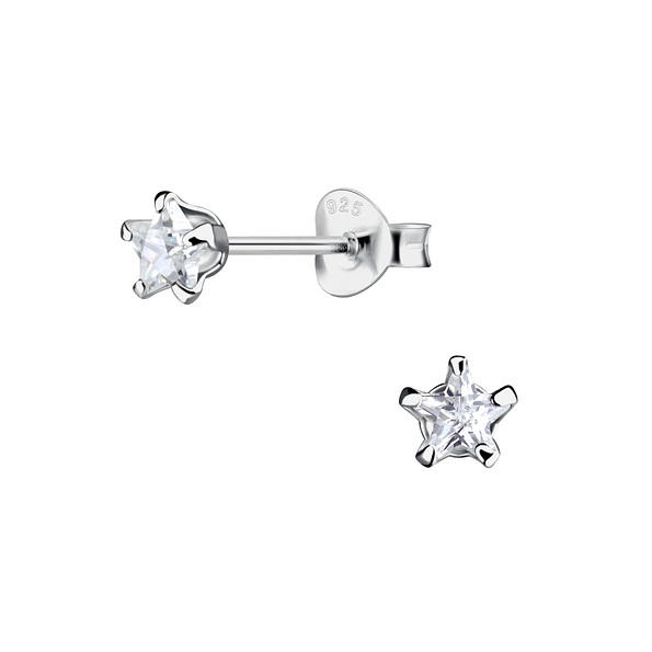 4mm Star Cubic Zirconia Stud Earrings - 15282