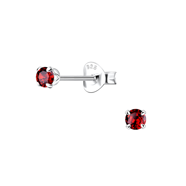 3mm Round Cubic Zirconia Silver Stud Earrings - 14984
