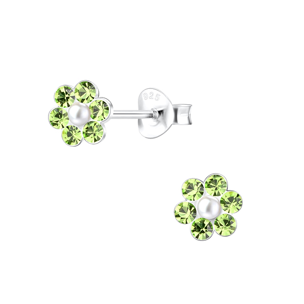 Silver Flower Stud Earrings - 15283