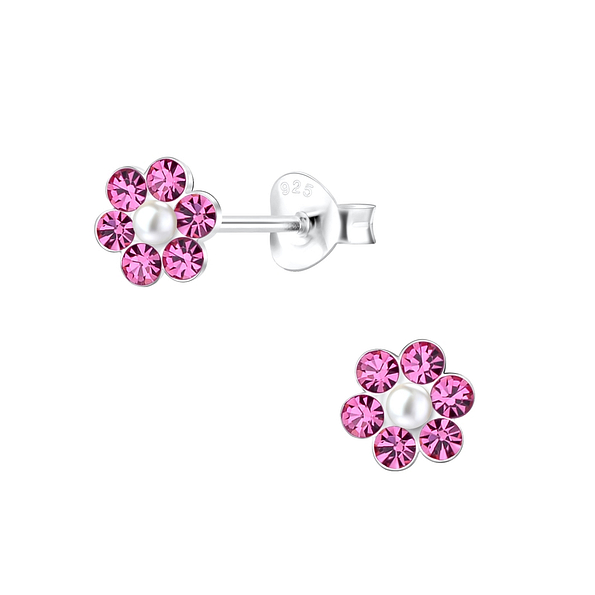 Silver Flower Stud Earrings - 15284