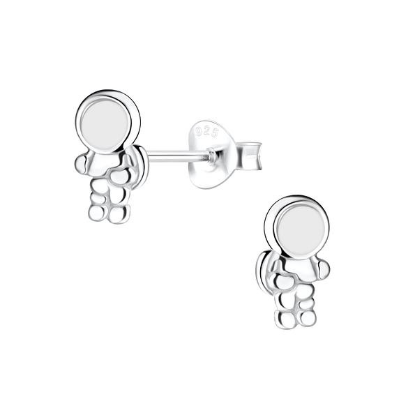 Silver Astronaut Stud Earrings - 16497