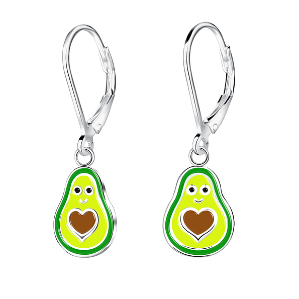 Silver Avocado Lever Back Earrings - 14996