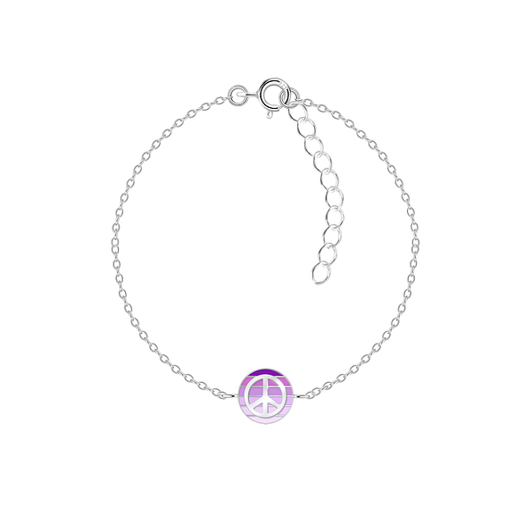 Silver Peace Sign Bracelet - 18739