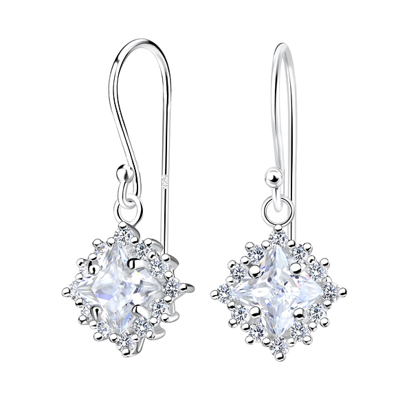 Silver Square Earrings - 15773