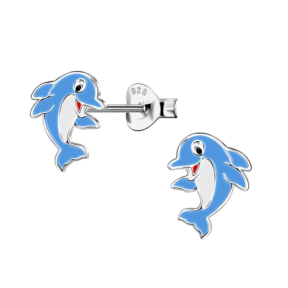 Silver Dolphin Stud Earrings - 15719