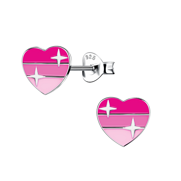Silver Heart Stud Earrings - 15733