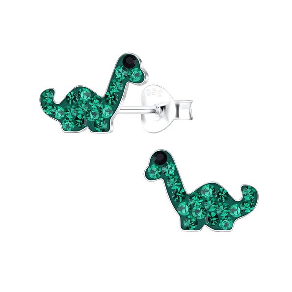 Silver Brachiosaurus Dinosaur Stud Earrings - 15699