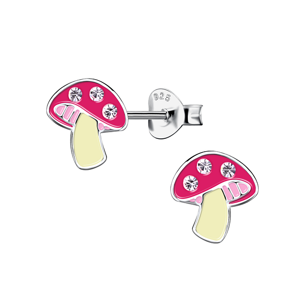 Silver Mushroom Stud Earrings - 15739