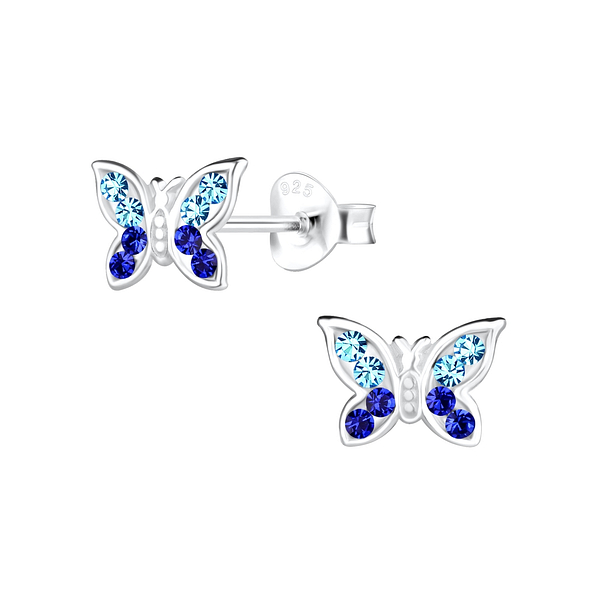 Silver Butterfly Stud Earrings - 15706