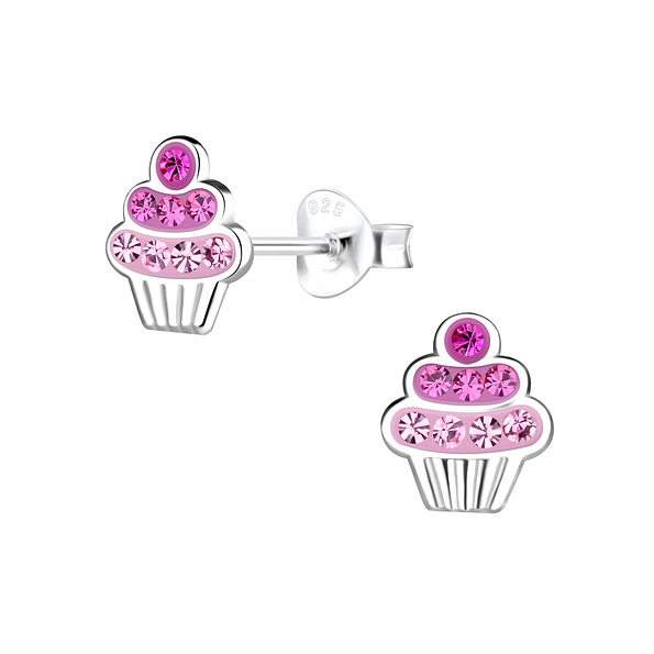Silver Cupcakes Stud Earrings - 15704