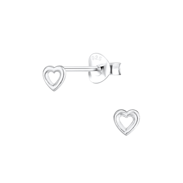 Silver Heart Stud Earrings - 15676