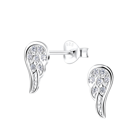 Silver Wing Stud Earrings - 15782
