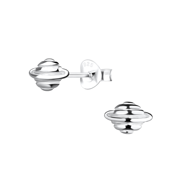Silver Saturn Stud Earrings - 15860