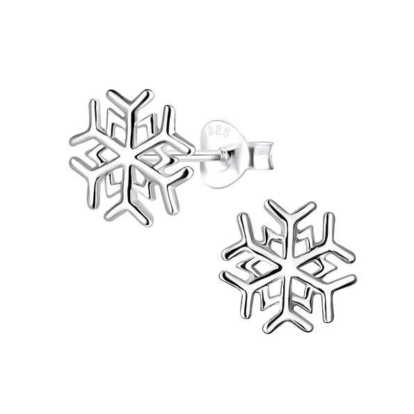 Silver Snowflake Stud Earrings - 15677