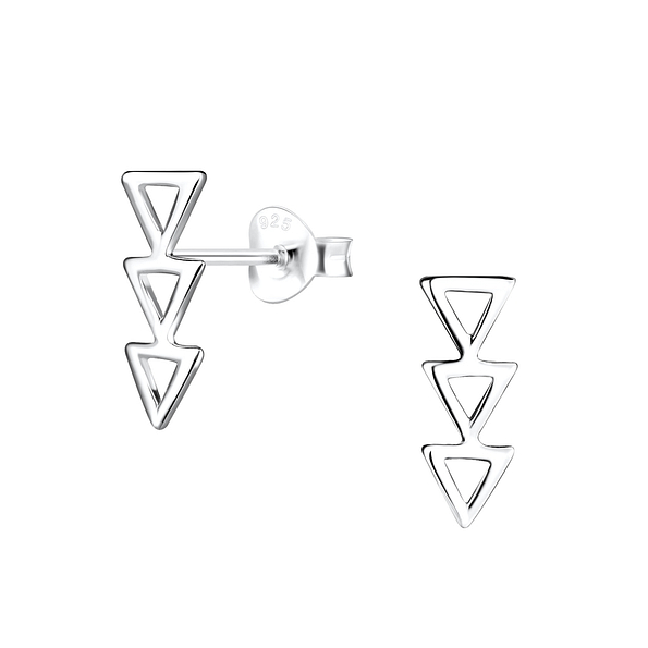 Silver Geometric Stud Earrings - 15678