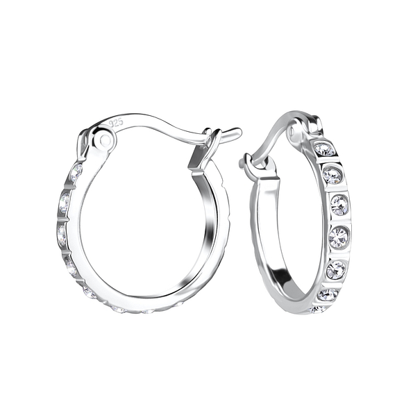 14mm Silver French Lock Hoop Earrings - 15554