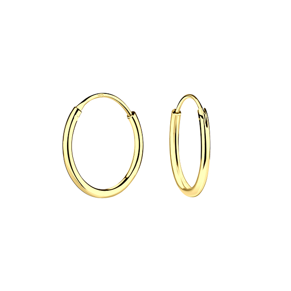 12mm Silver Thin Hoop Earrings - 15684