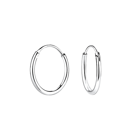 12mm Silver Thin Hoop Earrings - 15683