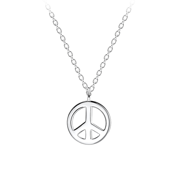 Silver Peace Symbol Necklace - 15765