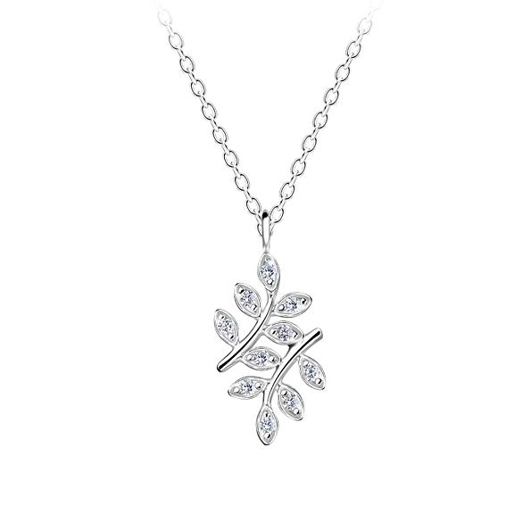 Silver Olive Leaf Necklace - 15796